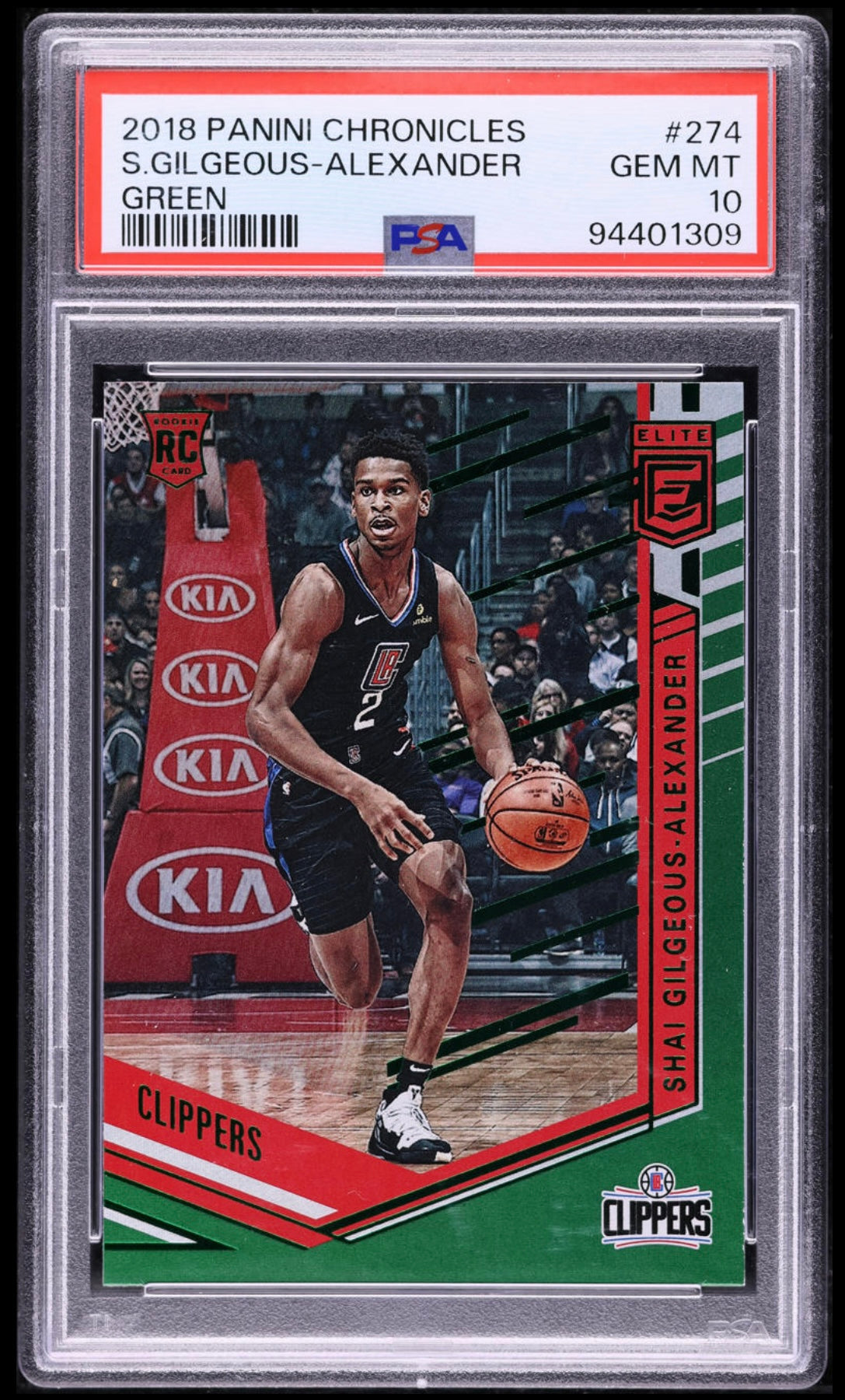 2018 PANINI CHRONICLES #274 SHAI GILGEOUS-ALEXANDER ROOKIE GREEN PSA 10 GEM MINT