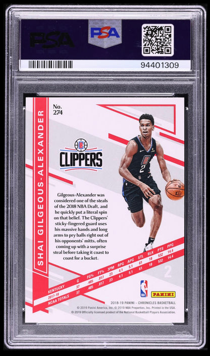 2018 PANINI CHRONICLES #274 SHAI GILGEOUS-ALEXANDER ROOKIE GREEN PSA 10 GEM MINT