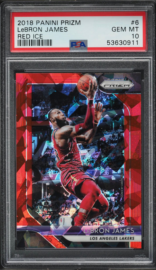 2018 PANINI PRIZM #6 LEBRON JAMES RED ICE PSA 10 GEM MINT - 1