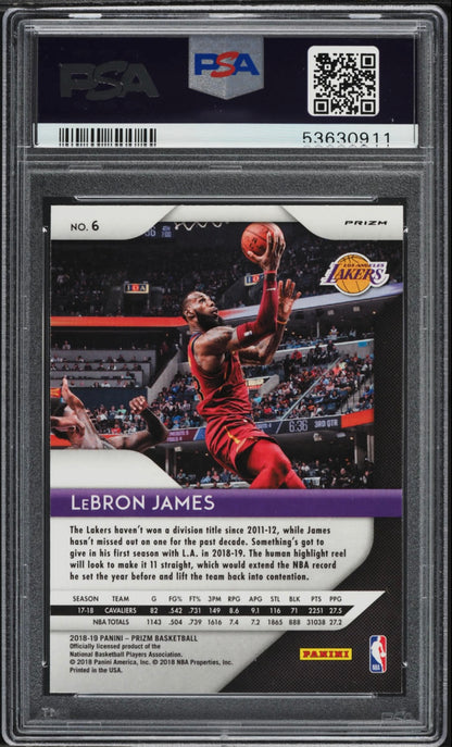 2018 PANINI PRIZM #6 LEBRON JAMES RED ICE PSA 10 GEM MINT - 2