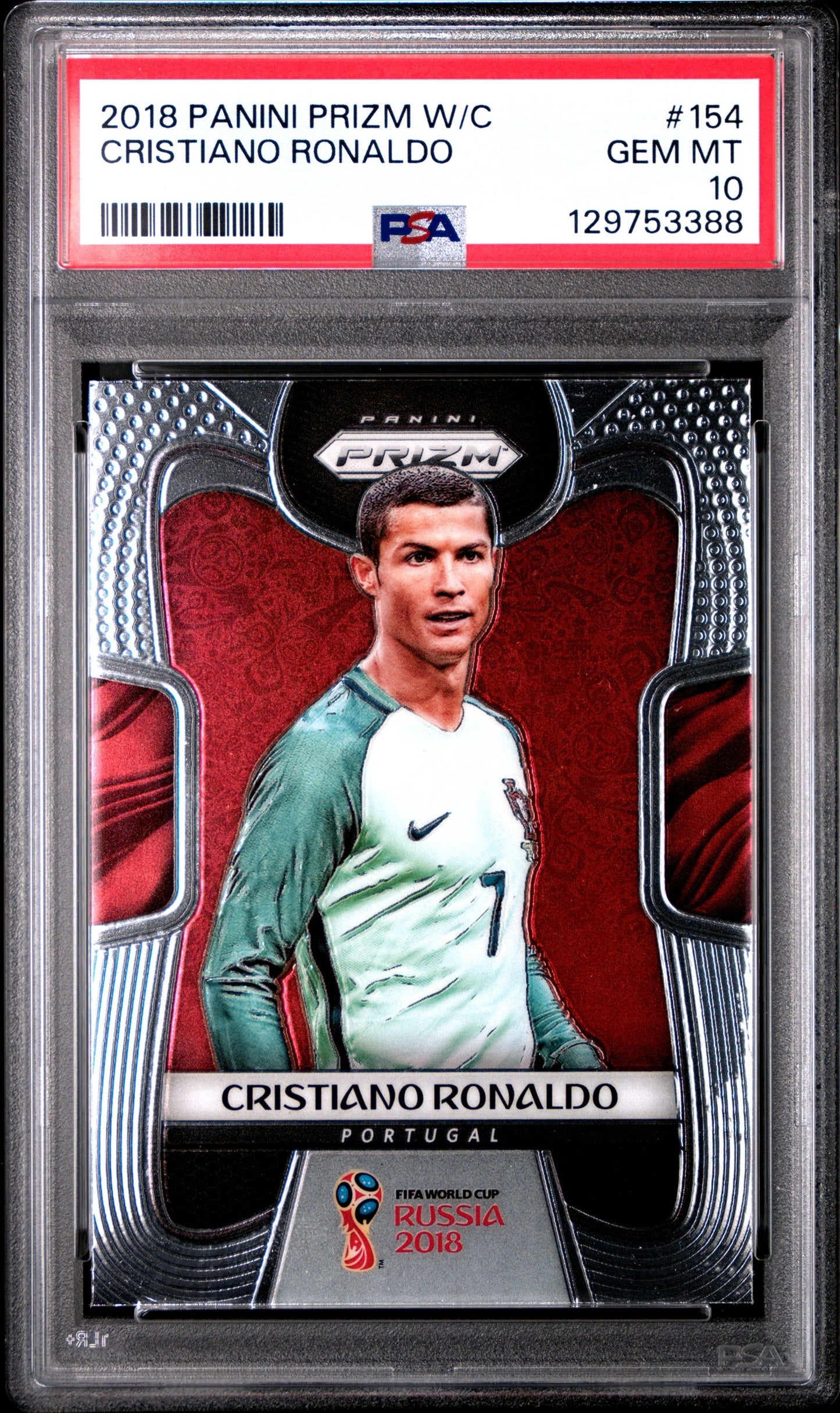 2018 Panini Prizm World Cup #154 Cristiano Ronaldo PSA 10 Gem Mint