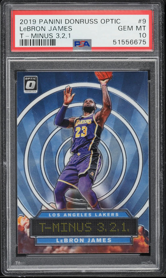 2019 PANINI DONRUSS OPTIC T-MINUS 3,2,1 #9 LEBRON JAMES T-MINUS 3,2,1 PSA 10 GEM MINT