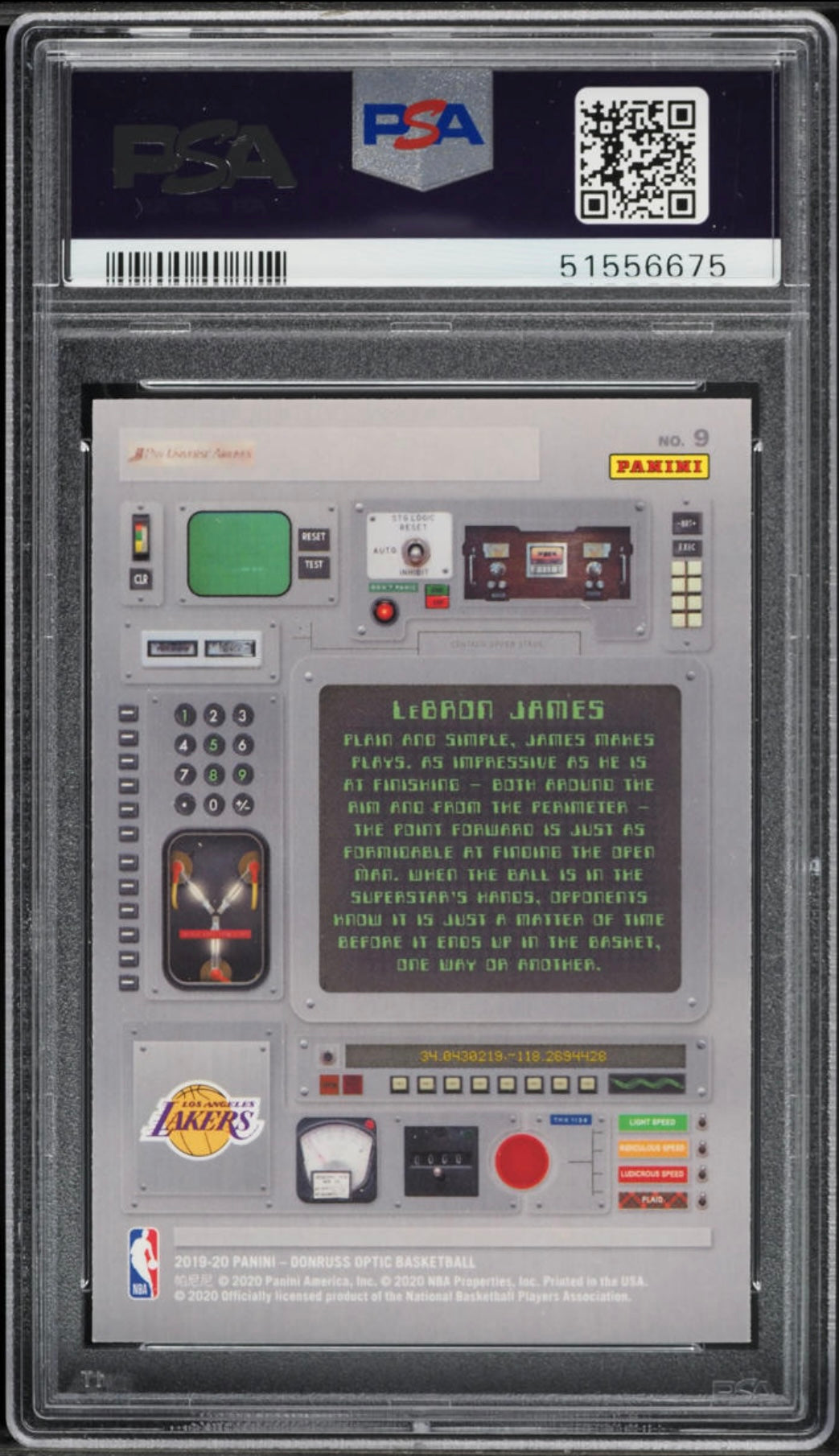 2019 PANINI DONRUSS OPTIC T-MINUS 3,2,1 #9 LEBRON JAMES T-MINUS 3,2,1 PSA 10 GEM MINT - 2