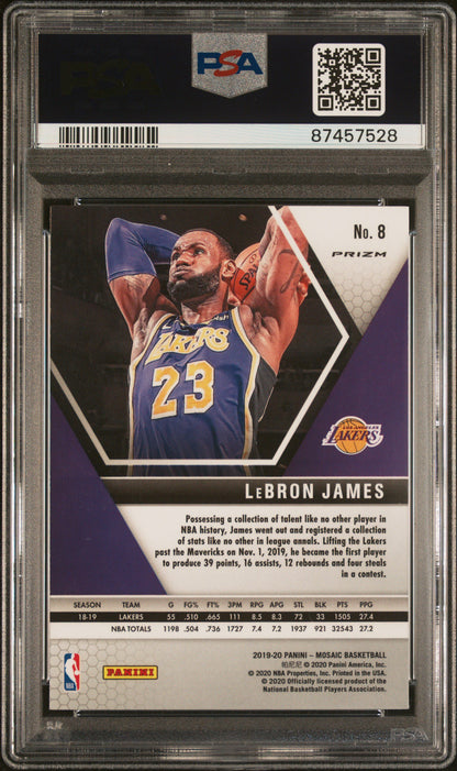 2019 PANINI MOSAIC #8 LEBRON JAMES REACTIVE BLUE PSA 10 GEM MINT - 2
