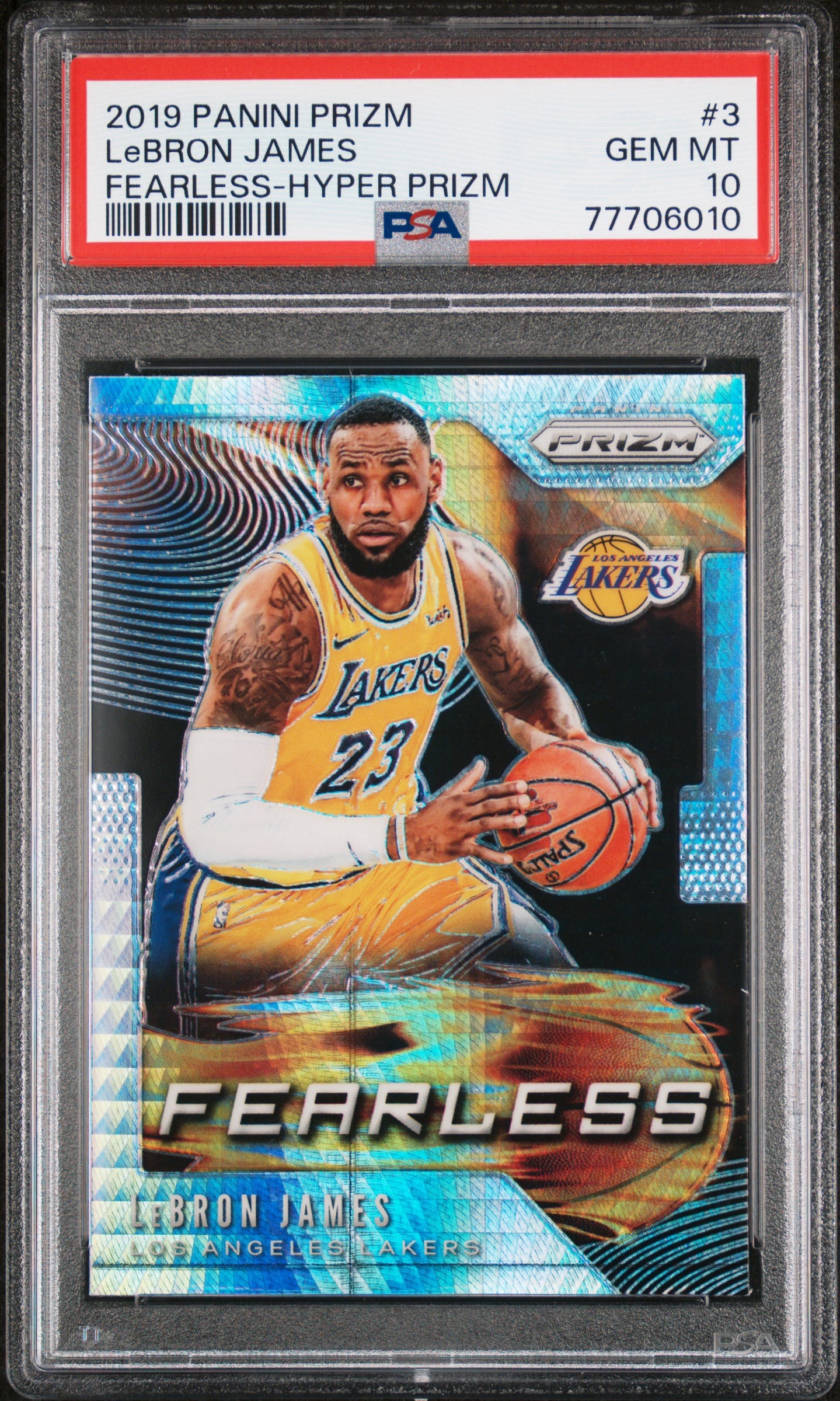2019 PANINI PRIZM FEARLESS #3 LEBRON JAMES FEARLESS-HYPER PRIZM PSA 10 GEM MINT - 1