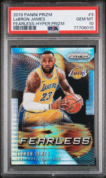 2019 PANINI PRIZM FEARLESS #3 LEBRON JAMES FEARLESS-HYPER PRIZM PSA 10 GEM MINT - 1