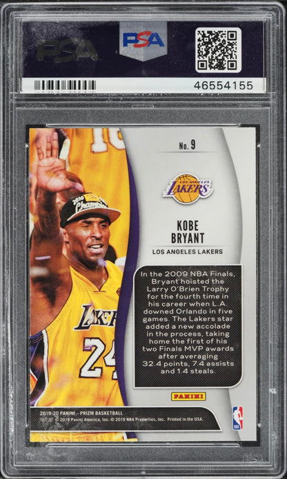 2019 PANINI PRIZM NBA FINALISTS #9 KOBE BRYANT NBA FINALISTS PSA 10 GEM MINT - 2