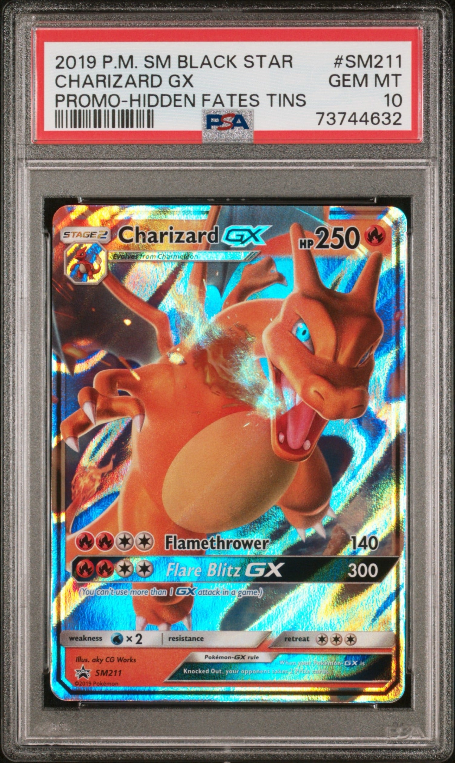 2019 POKEMON TCG SM BLACK STAR PROMO #SM211 CHARIZARD GX PROMO HIDDEN FATES PSA 10 GEM MINT