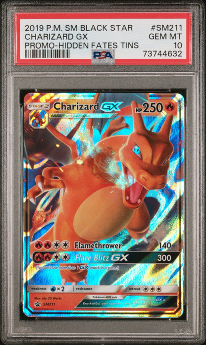 2019 POKEMON TCG SM BLACK STAR PROMO #SM211 CHARIZARD GX PROMO HIDDEN FATES PSA 10 GEM MINT