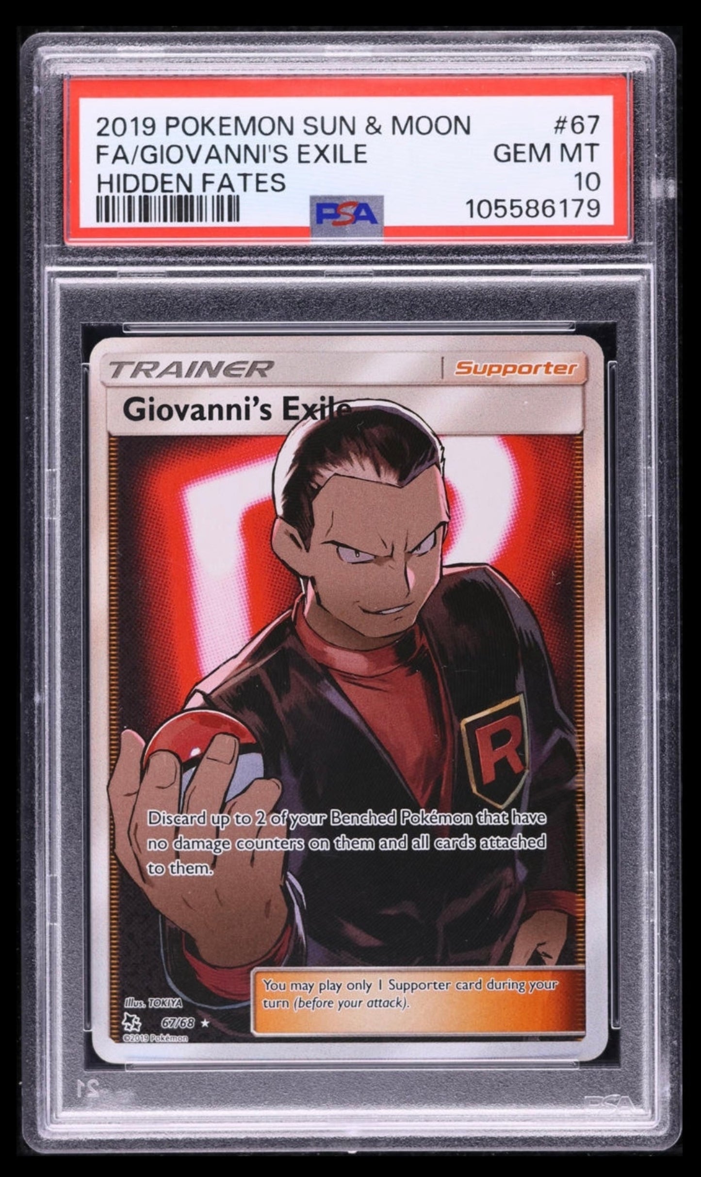 2019 POKEMON TCG SUN & MOON HIDDEN FATES #67 FA/GIOVANNI'S EXILE HIDDEN FATES PSA 10 GEM MINT