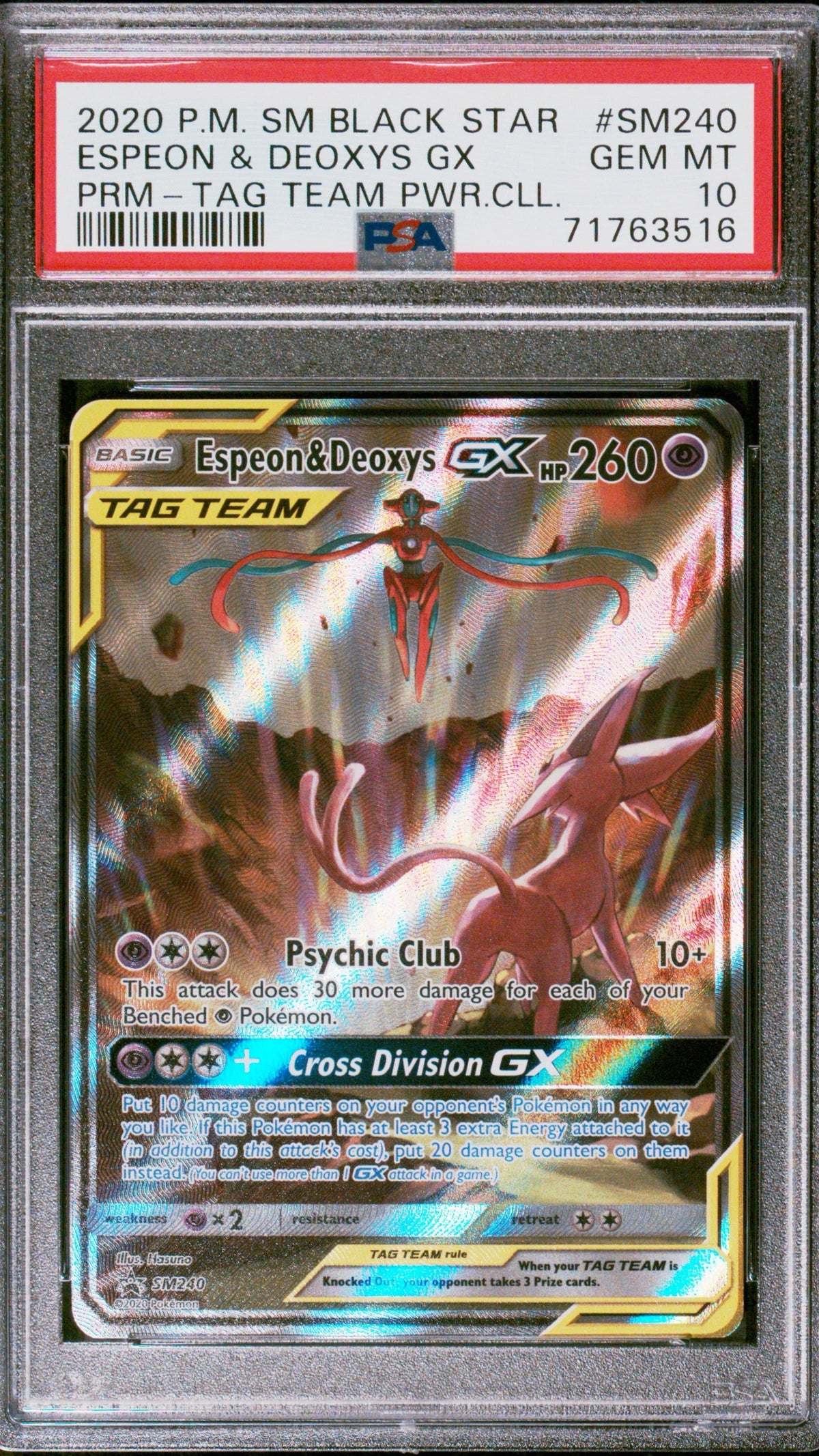2020 Pokémon SM Promo #SM240 Espeon & Deoxys GX Tag Team PSA 10 Gem Mint