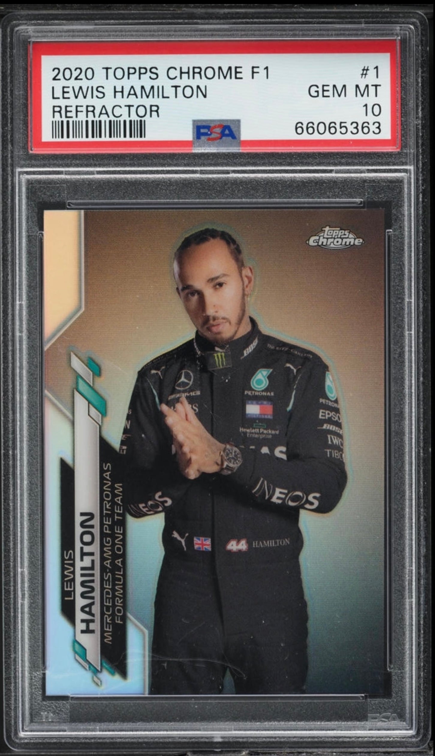 2020 TOPPS CHROME F1 FORMULA 1 #1 LEWIS HAMILTON REFRACTOR PSA 10 GEM MINT