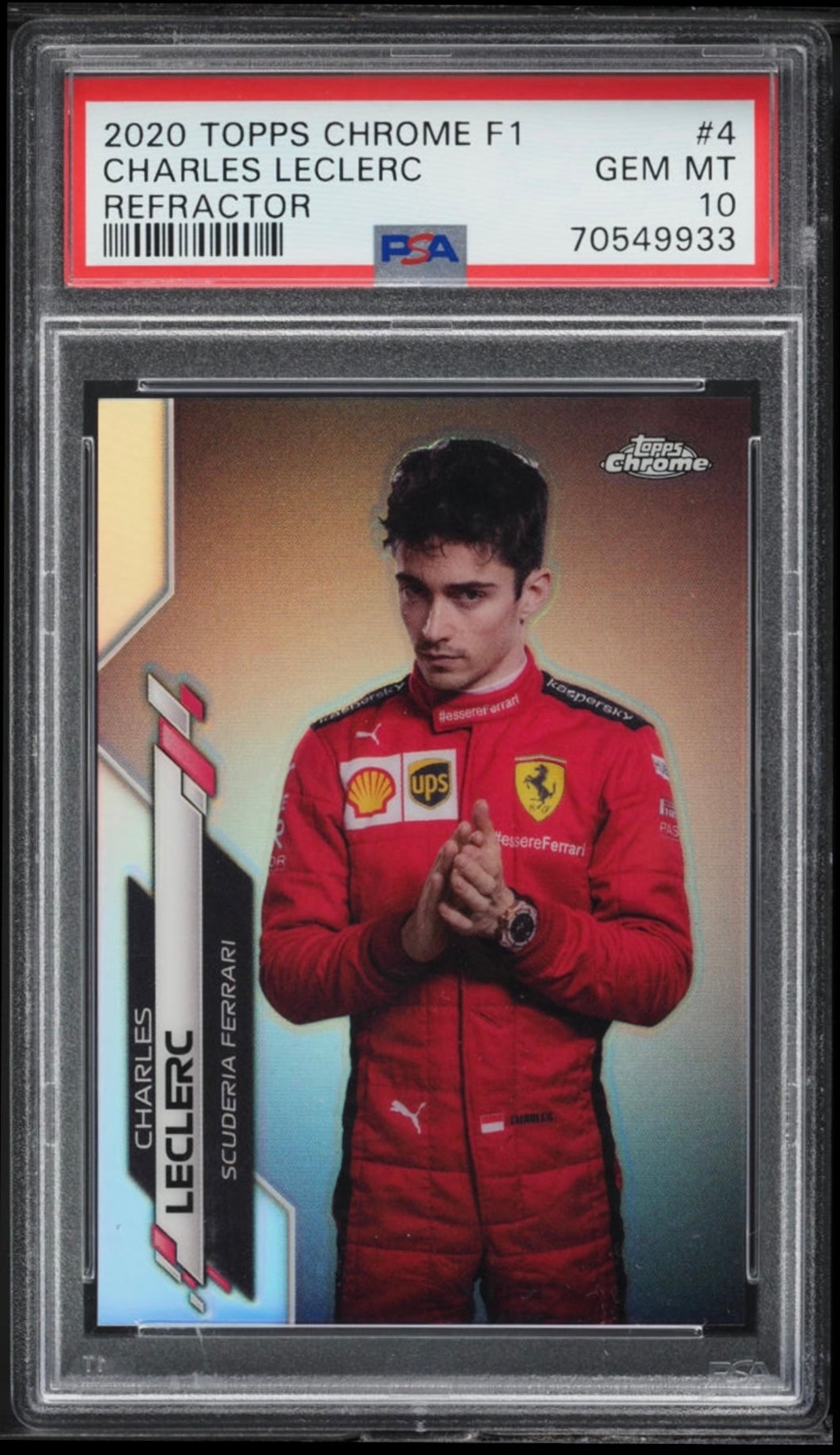 2020 TOPPS CHROME F1 FORMULA 1 #4 CHARLES LECLERC REFRACTOR PSA 10 GEM MINT