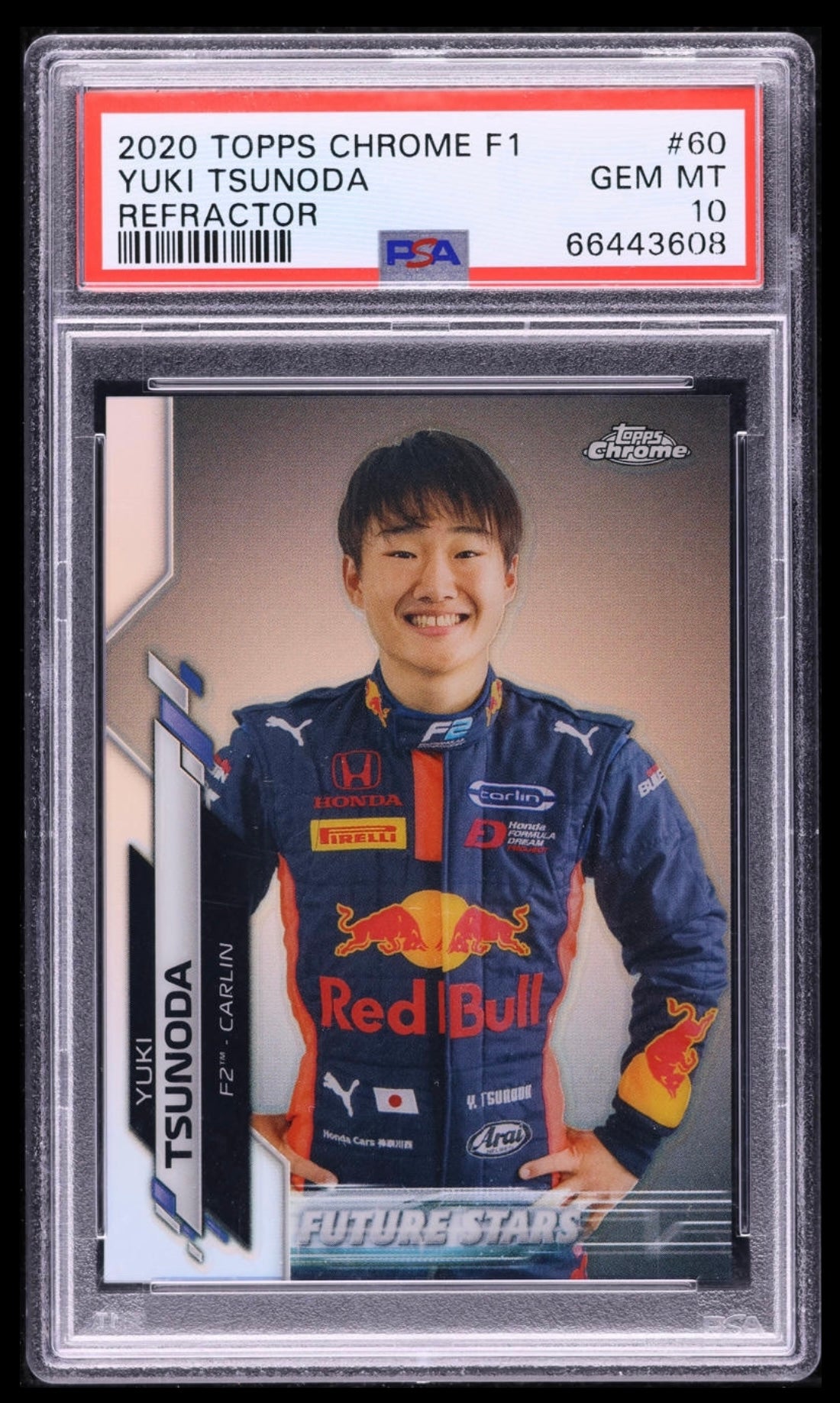 2020 TOPPS CHROME F1 FORMULA 1 #60 YUKI TSUNODA ROOKIE REFRACTOR PSA 10 GEM MINT
