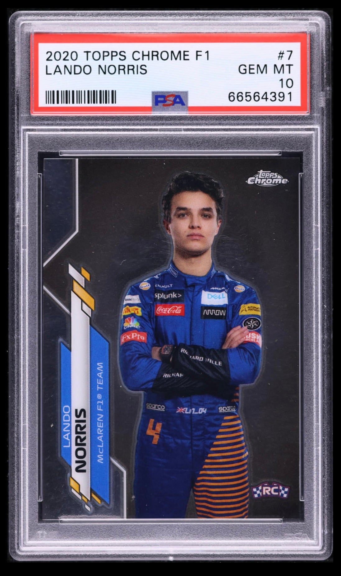2020 TOPPS CHROME F1 FORMULA 1 #7 LANDO NORRIS ROOKIE PSA 10 GEM MINT (Serial 391)
