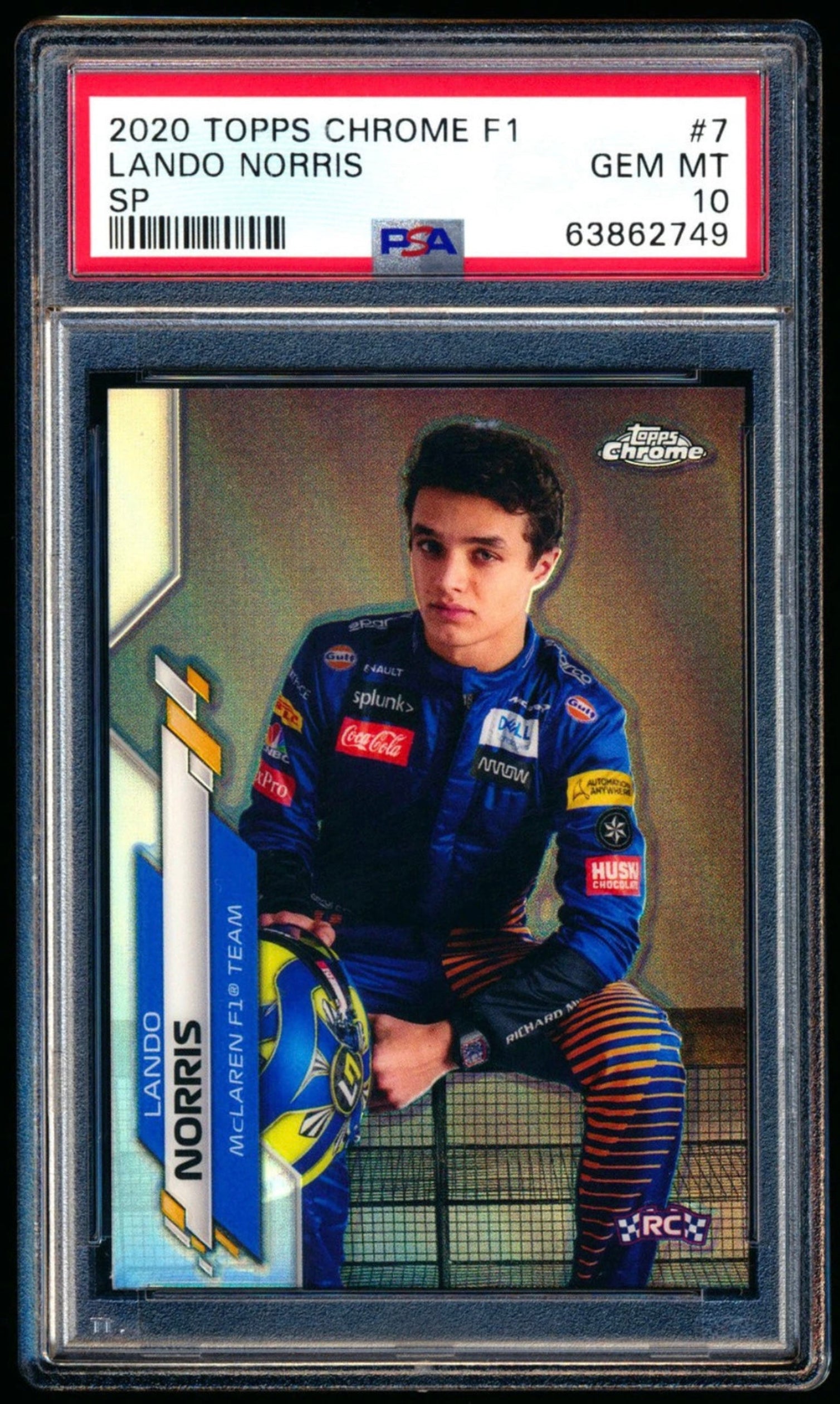 2020 TOPPS CHROME F1 FORMULA 1 #7 LANDO NORRIS ROOKIE SP REFRACTOR SHORT PRINT PSA 10 GEM MINT