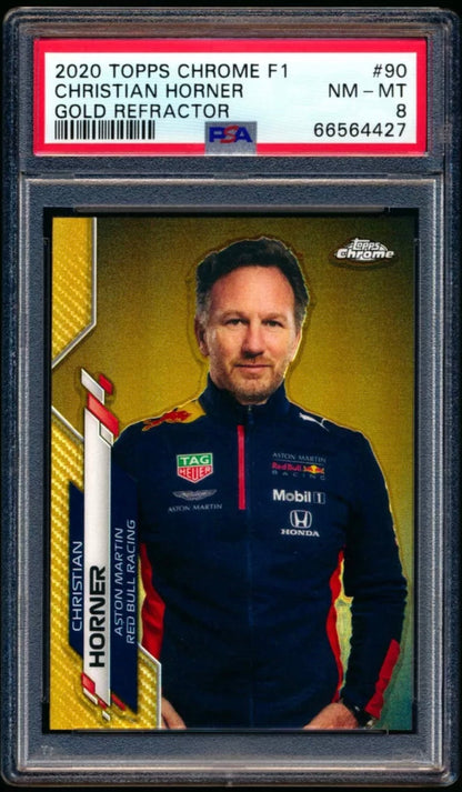 2020 TOPPS CHROME F1 FORMULA 1 #90 CHRISTIAN HORNER GOLD REFRACTOR /50 PSA 8