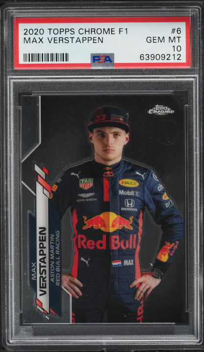 2020 TOPPS CHROME F1 FORMULA 1 MAX VERSTAPPEN #6 PSA 10 GEM MINT (Serial 212) - 1