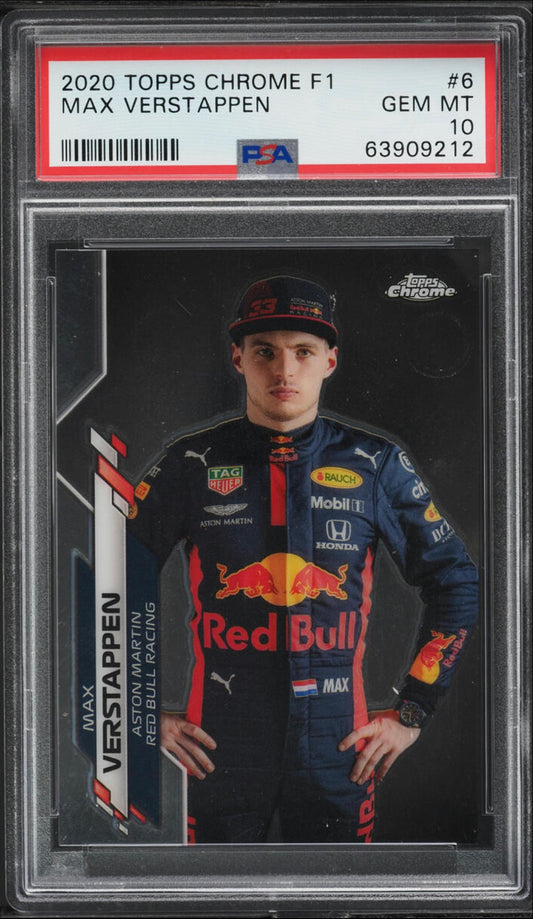2020 TOPPS CHROME F1 FORMULA 1 MAX VERSTAPPEN #6 PSA 10 GEM MINT (Serial 212) - 1