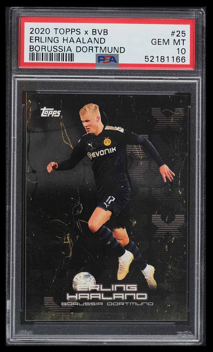 2020 TOPPS X BVB BORUSSIA DORTMUND #25 ERLING HAALAND ROOKIE PSA 10 GEM MINT