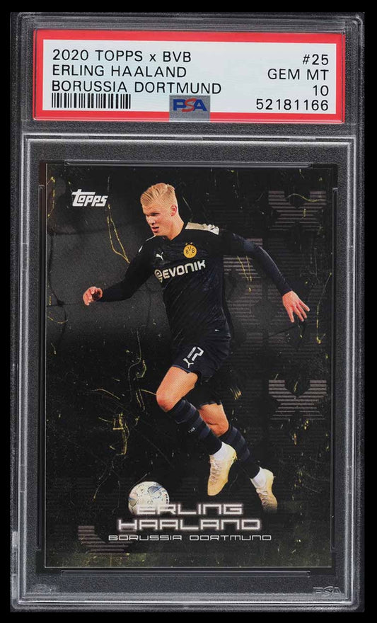 2020 TOPPS X BVB BORUSSIA DORTMUND #25 ERLING HAALAND ROOKIE PSA 10 GEM MINT