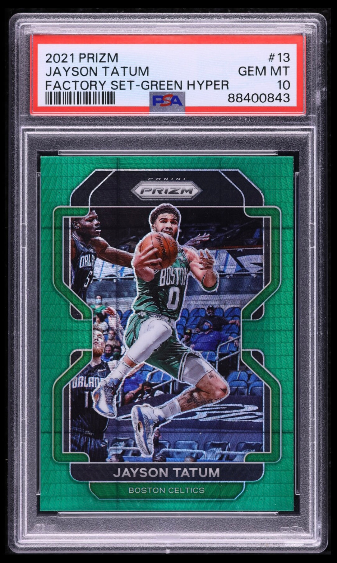 2021 PANINI PRIZM FACTORY SET #13 JAYSON TATUM FACTORY SET-GREEN HYPER PSA 10 GEM MINT