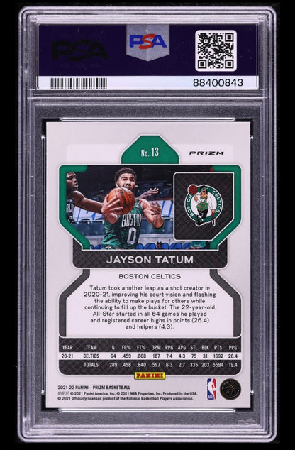 2021 PANINI PRIZM FACTORY SET #13 JAYSON TATUM FACTORY SET-GREEN HYPER PSA 10 GEM MINT