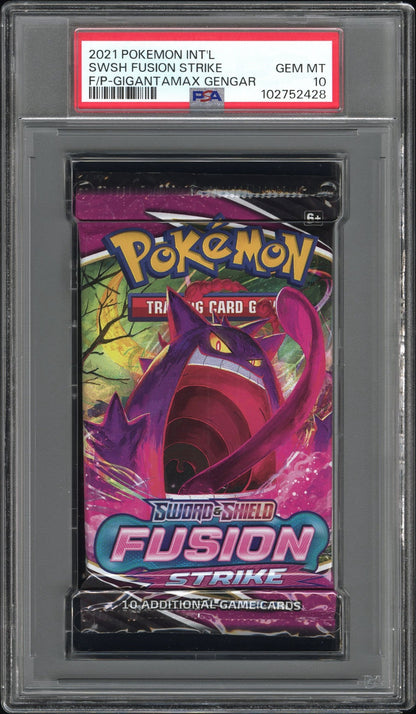 2021 POKEMON INT'L SWORD & SHIELD FUSION STRIKE FOIL PACK SWSH FUSION STRIKE F/P-GIGANTAMAX GENGAR PSA 10 GEM MINT - 1