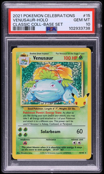 2021 POKEMON TCG CELEBRATIONS CLASSIC COLLECTION #15 VENUSAUR-HOLO PSA 10 GEM MINT