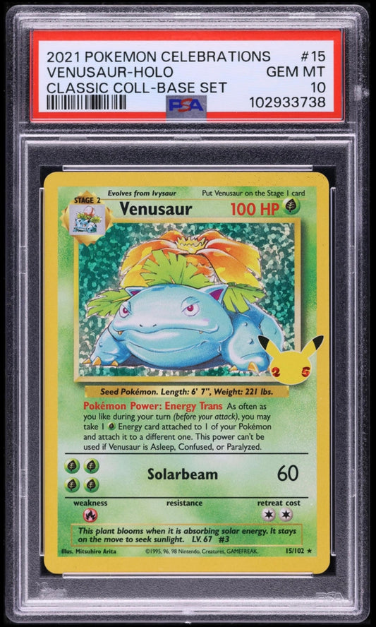 2021 POKEMON TCG CELEBRATIONS CLASSIC COLLECTION #15 VENUSAUR-HOLO PSA 10 GEM MINT