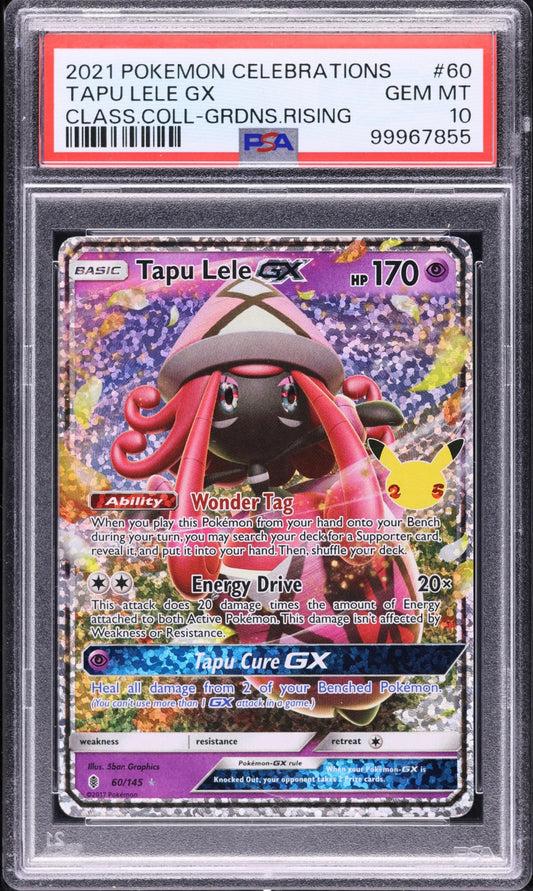 2021 POKEMON TCG CELEBRATIONS CLASSIC COLLECTION #60 TAPU LELE GX CLASS.COLL-GRDNS.RISING PSA 10 GEM MINT