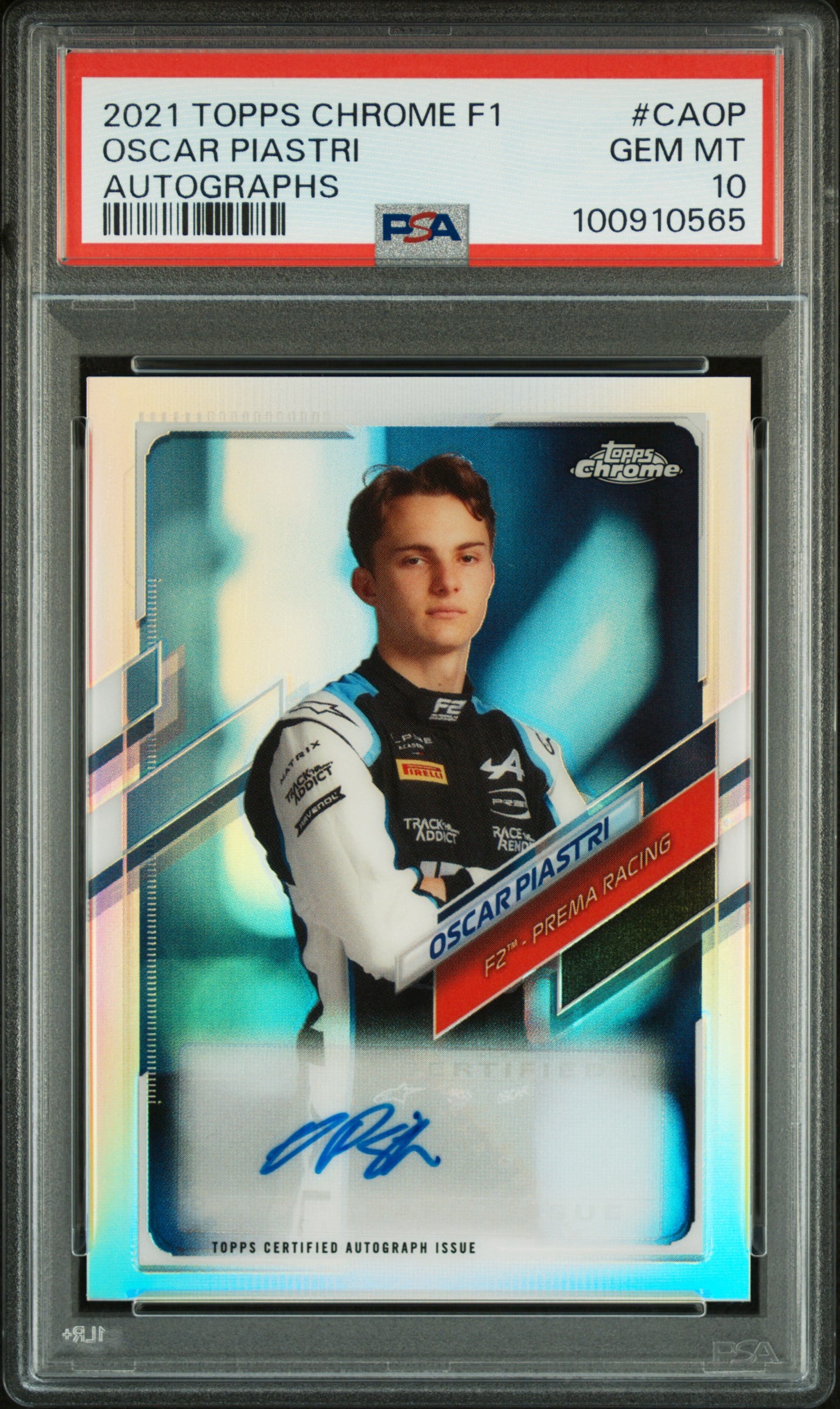 2021 TOPPS CHROME F1 FORMULA 1 AUTOGRAPHS #CAOP OSCAR PIASTRI ROOKIE AUTOGRAPHS PSA 10 GEM MINT