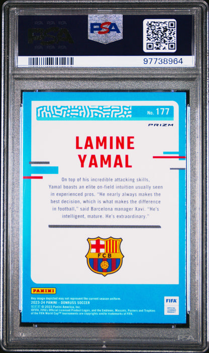 2023-24 PANINI DONRUSS FIFA #177 LAMINE YAMAL OPTIC-HOLO REFRACTOR RATED ROOKIE PSA 10 GEM MINT - 2