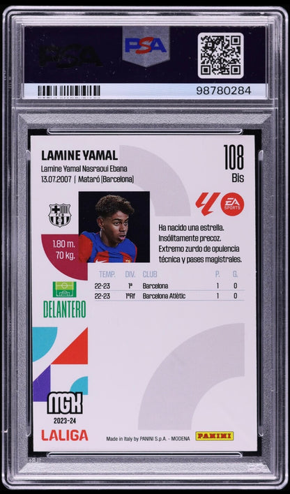 2023-24 PANINI MEGACRACKS LALIGA EA SPORTS #108BIS LAMINE YAMAL ROOKIE PSA 9 MINT - 2