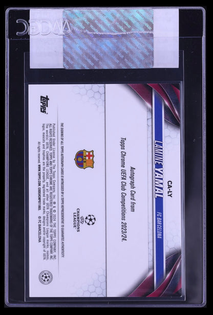 2023-24 TOPPS CHROME UEFA CLUB LAMINE YAMAL COMPETITIONS ROOKIE AUTO NEON GREEN REFRACTOR /99 CGC CERTIFIED AUTHENTICITY - 2