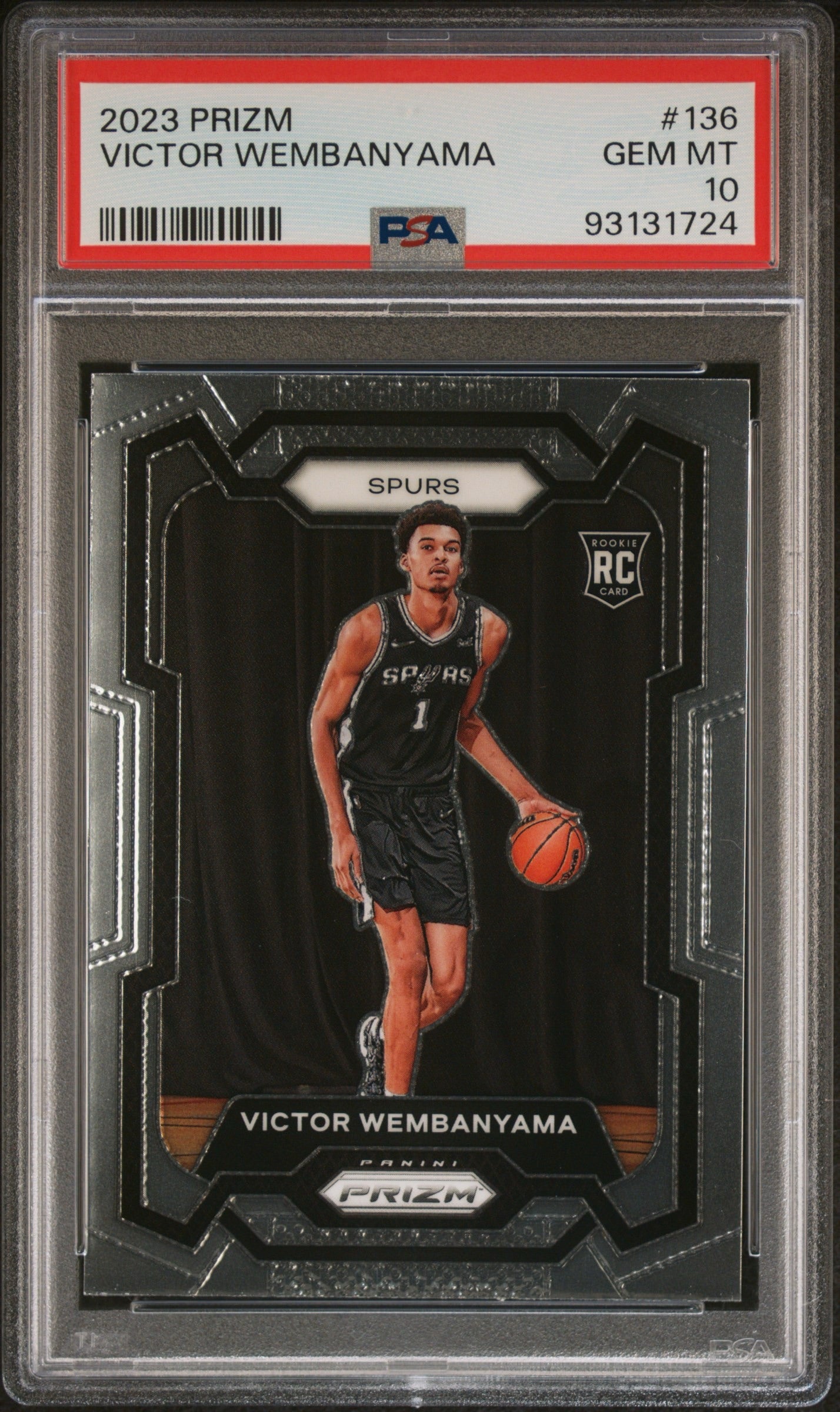 2023 PANINI PRIZM #136 VICTOR WEMBANYAMA ROOKIE PSA 10 GEM MINT