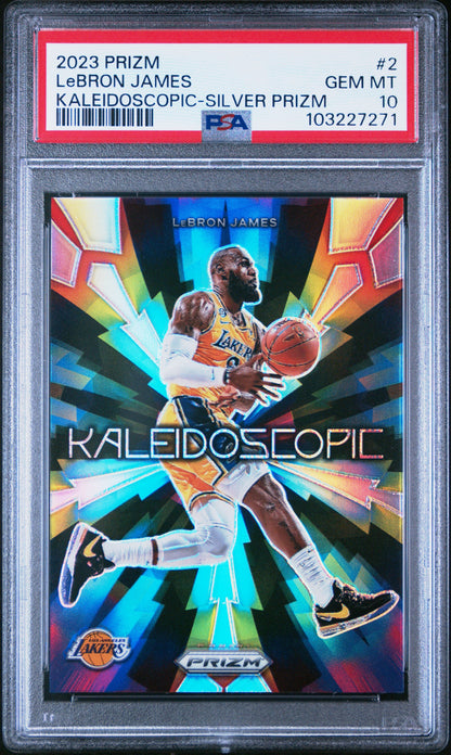 2023 PANINI PRIZM KALEIDOSCOPIC #2 LEBRON JAMES KALEIDOSCOPIC-SILVER PRIZM PSA 10 GEM MINT - 2