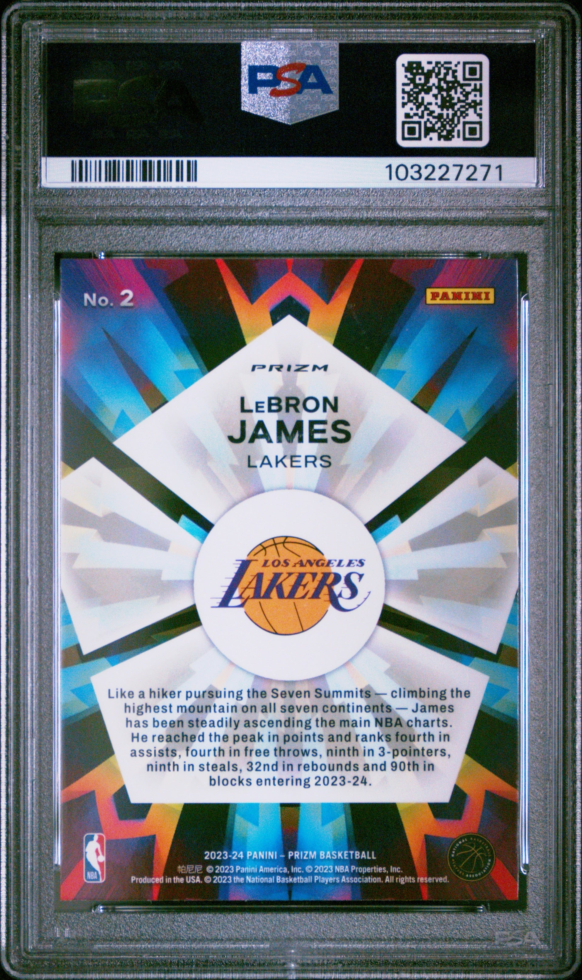2023 PANINI PRIZM KALEIDOSCOPIC #2 LEBRON JAMES KALEIDOSCOPIC-SILVER PRIZM PSA 10 GEM MINT - 2