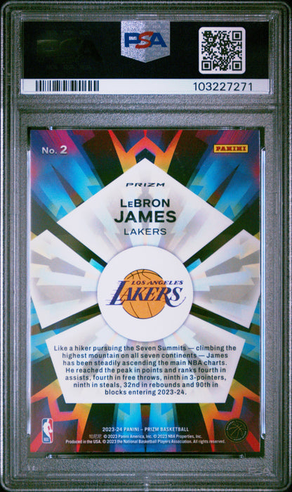 2023 PANINI PRIZM KALEIDOSCOPIC #2 LEBRON JAMES KALEIDOSCOPIC-SILVER PRIZM PSA 10 GEM MINT - 2