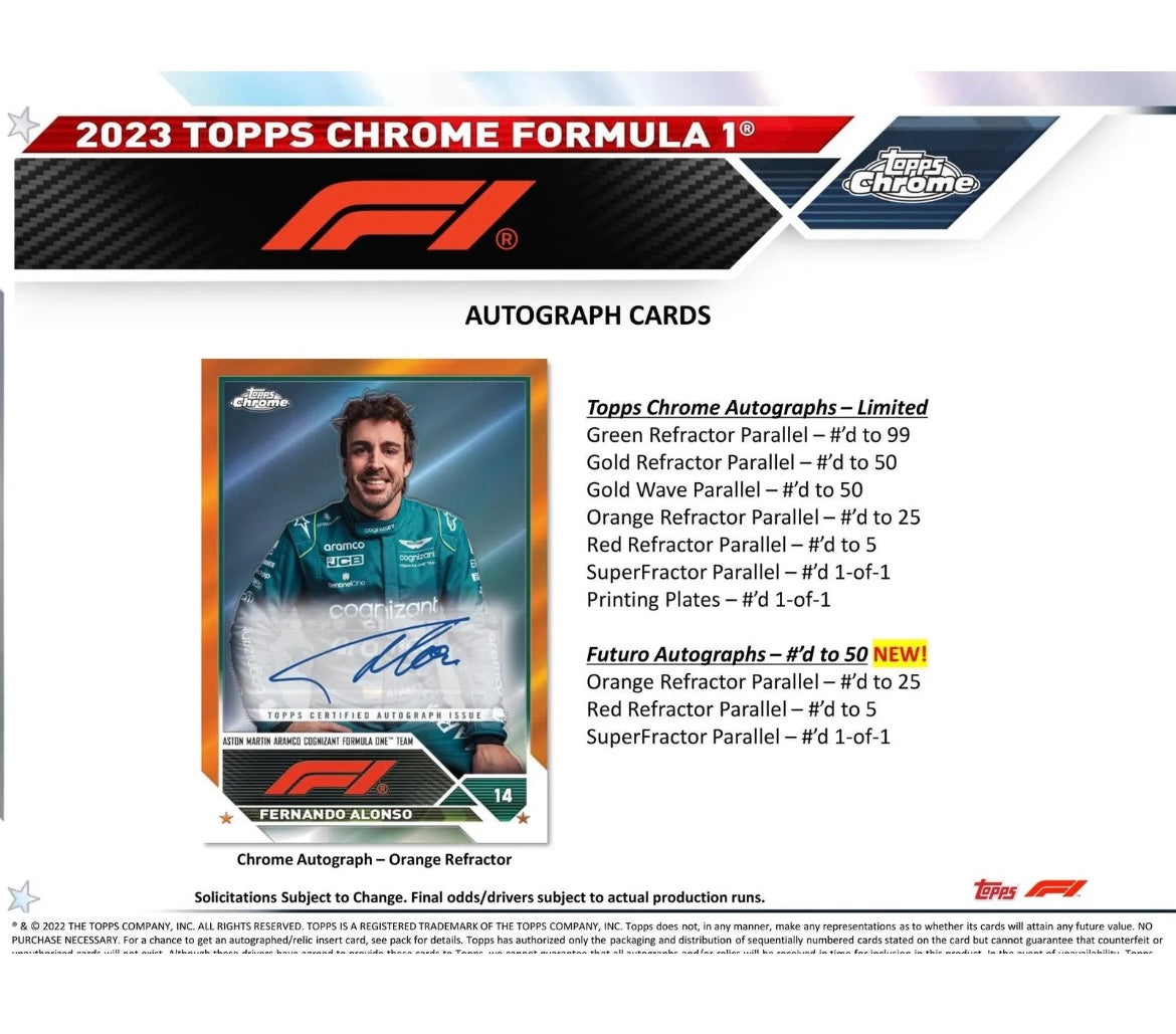 2023 TOPPS CHROME FORMULA 1 ONE F1 RACING HOBBY BOX (NEW SEALED)