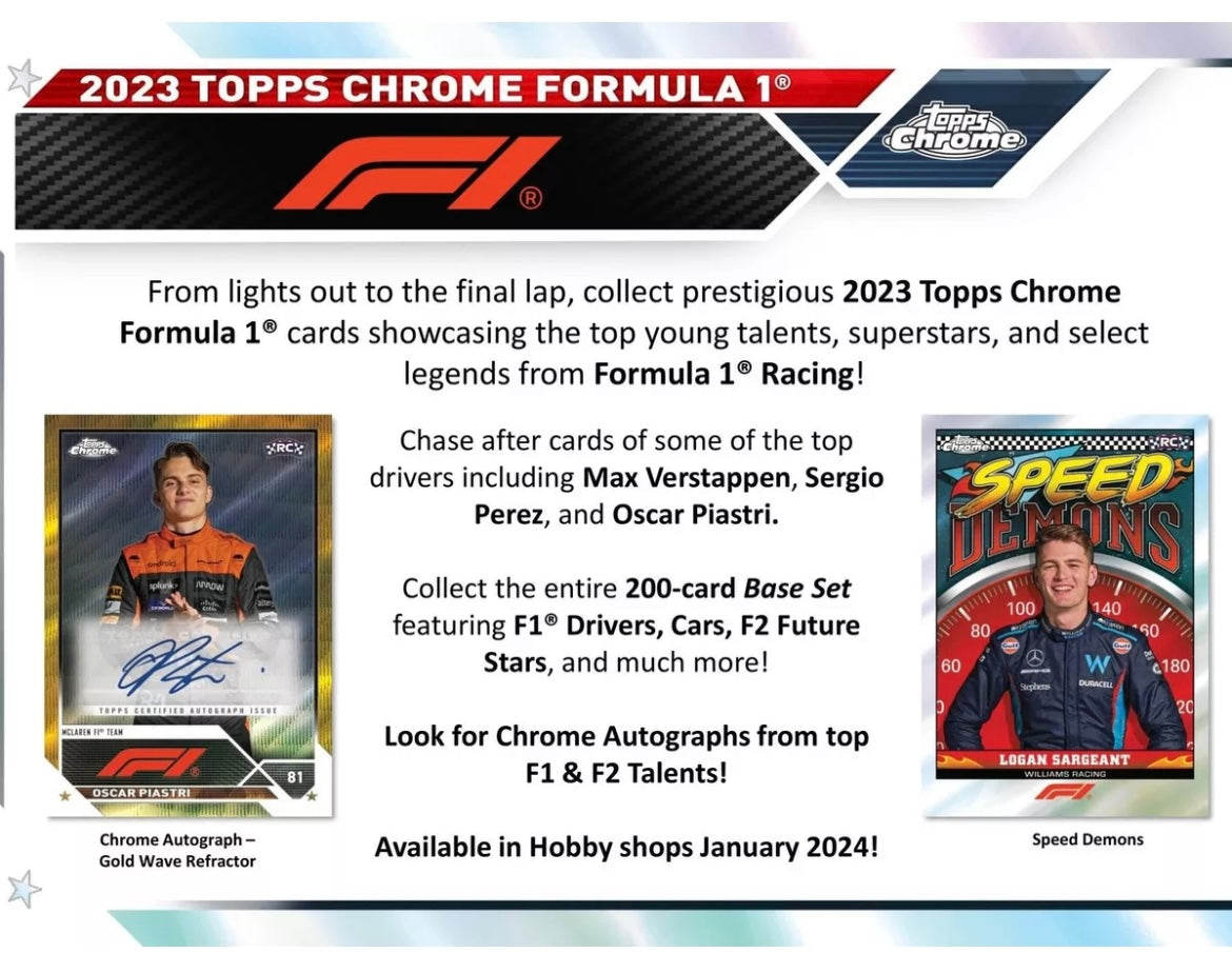 2023 TOPPS CHROME FORMULA 1 ONE F1 RACING HOBBY BOX (NEW SEALED)