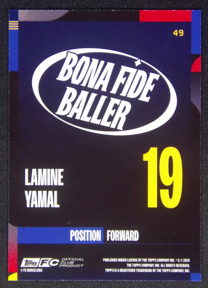 2024-25 LAMINE YAMAL TOPPS FC BARCELONA TEAM SET BONA FIDE BALLER #49 - 2