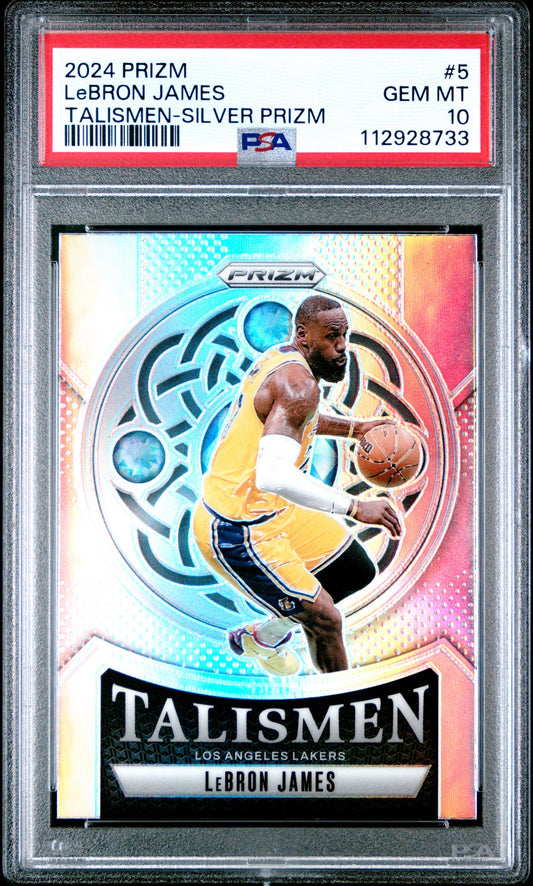 2024 PANINI PRIZM TALISMEN #5 LEBRON JAMES TALISMEN-SILVER PRIZM PSA 10 GEM MINT - 1