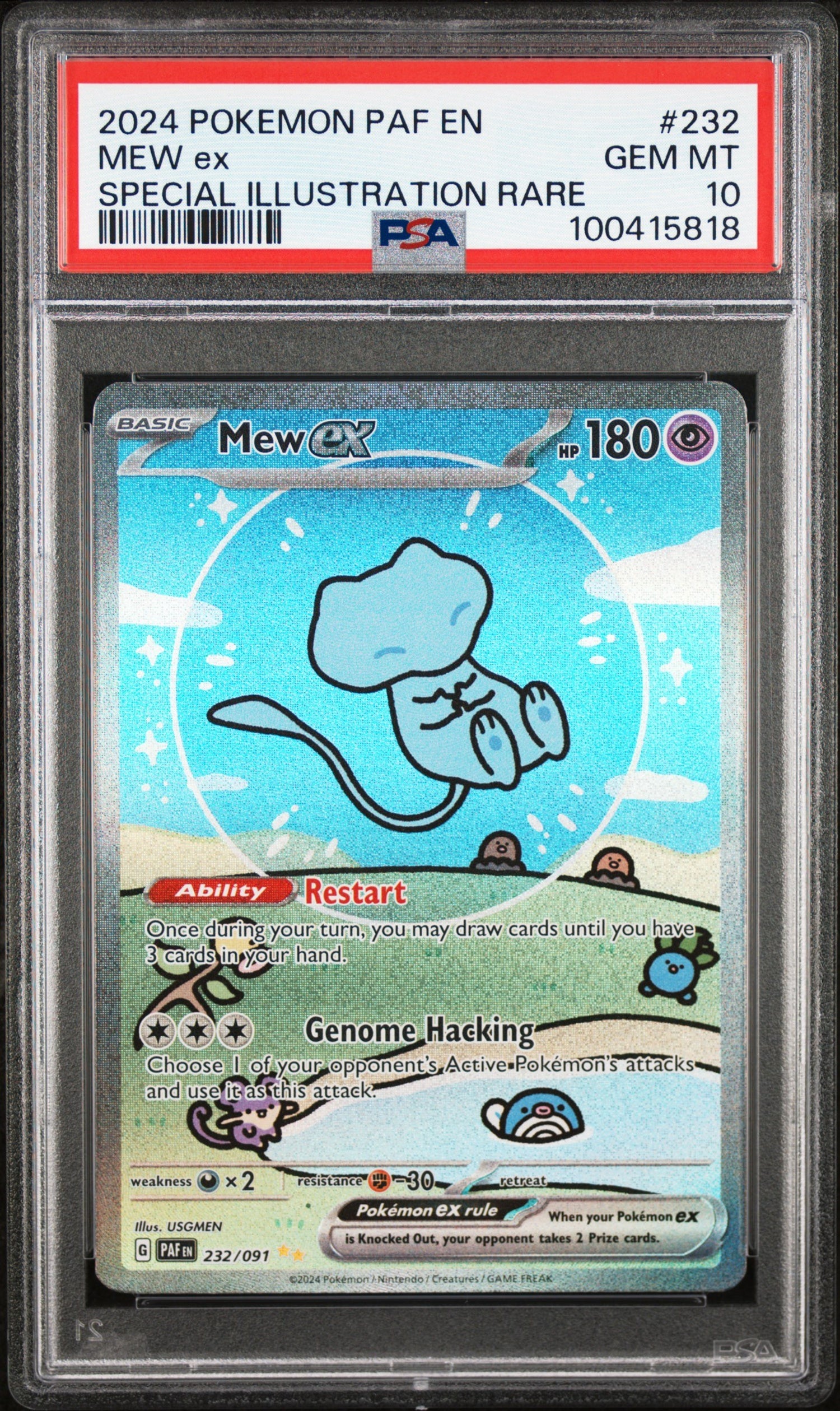 2024 Pokemon TCG Paldean Fates#232 Mew EX Special Illustration Rare PSA 10 Gem Mint