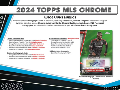 2024 TOPPS CHROME MLS FOOTBALL HOBBY BOX X2 AUTOGRAPHS PER BOX (NEW SEALED) - 5