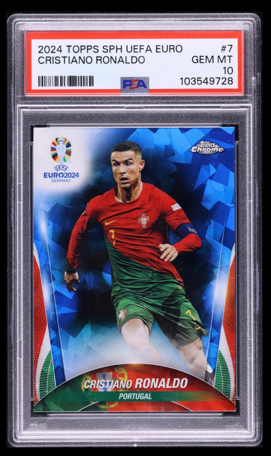 2024 TOPPS CHROME SAPPHIRE EDITION UEFA EURO #7 CRISTIANO RONALDO PSA 10 GEM MINT