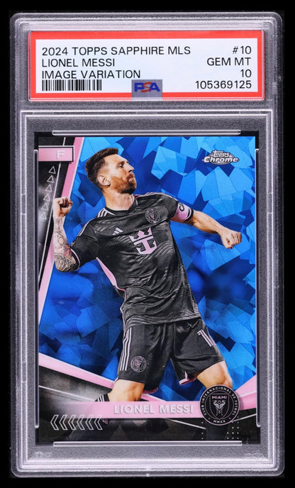 2024 TOPPS CHROME SAPPHIRE MLS #10 LIONEL MESSI IMAGE VARIATION PSA 10 GEM MINT