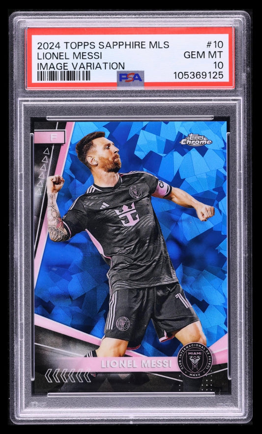 2024 TOPPS CHROME SAPPHIRE MLS #10 LIONEL MESSI IMAGE VARIATION PSA 10 GEM MINT