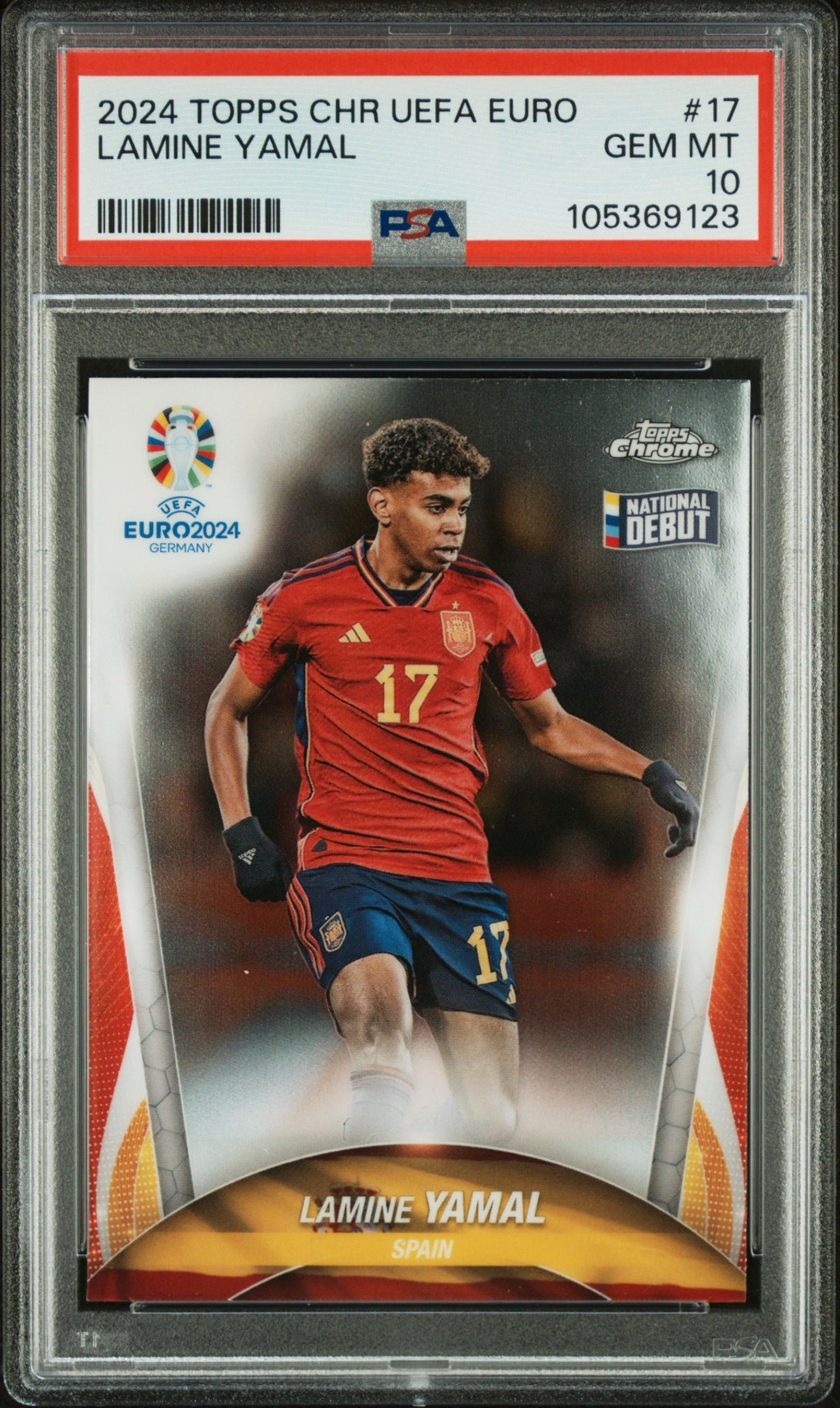 2024 TOPPS CHROME UEFA EURO #17 LAMINE YAMAL ROOKIE PSA 10 GEM MINT