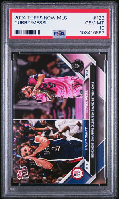 2024 TOPPS NOW MLS #128 CURRY/MESSI NIGHT NIGHT PSA 10 GEM MINT (Serial 897) - 1
